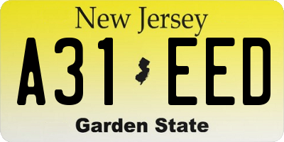 NJ license plate A31EED