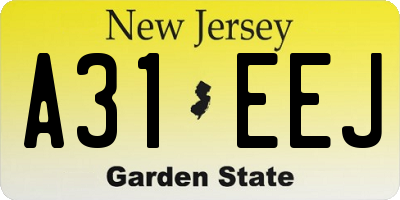 NJ license plate A31EEJ