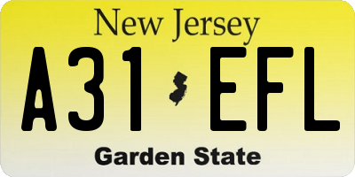 NJ license plate A31EFL