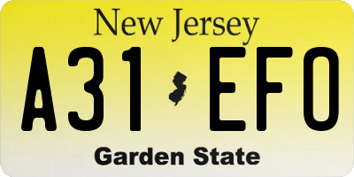 NJ license plate A31EFO