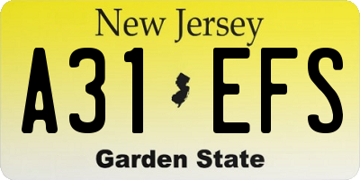 NJ license plate A31EFS