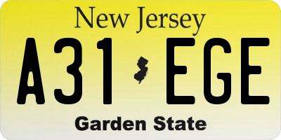 NJ license plate A31EGE