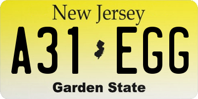 NJ license plate A31EGG