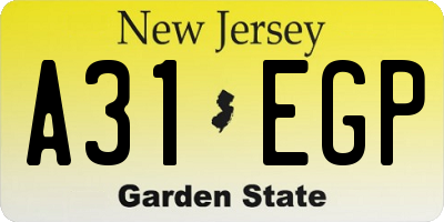 NJ license plate A31EGP