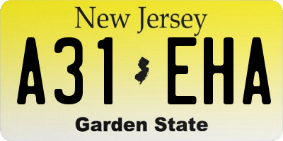 NJ license plate A31EHA