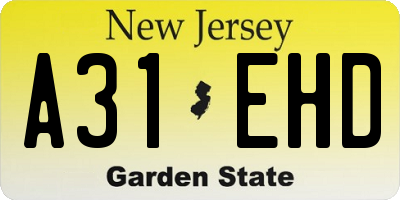 NJ license plate A31EHD