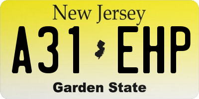 NJ license plate A31EHP