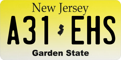 NJ license plate A31EHS