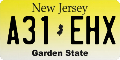 NJ license plate A31EHX