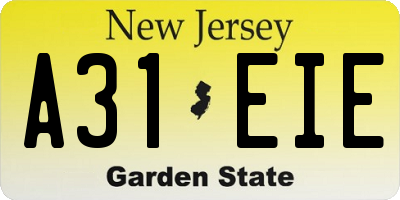 NJ license plate A31EIE