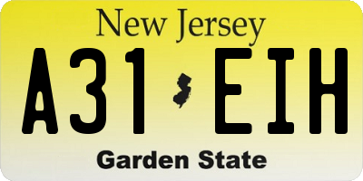 NJ license plate A31EIH