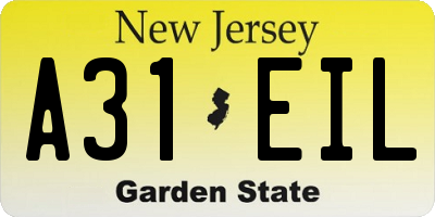NJ license plate A31EIL