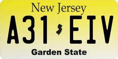 NJ license plate A31EIV