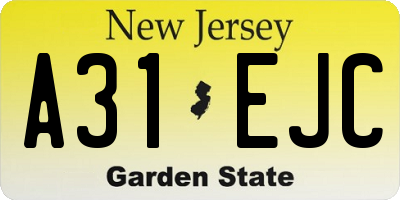 NJ license plate A31EJC