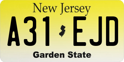 NJ license plate A31EJD