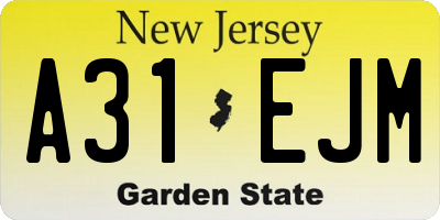 NJ license plate A31EJM