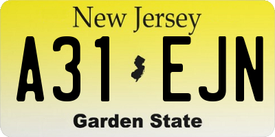 NJ license plate A31EJN