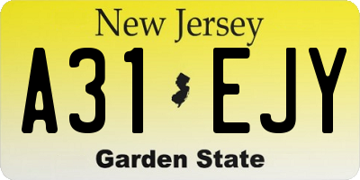 NJ license plate A31EJY