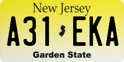 NJ license plate A31EKA