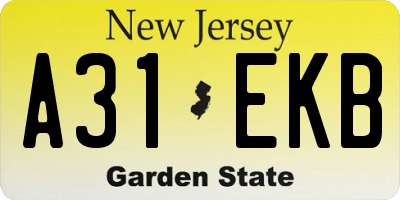 NJ license plate A31EKB