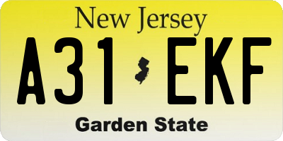 NJ license plate A31EKF