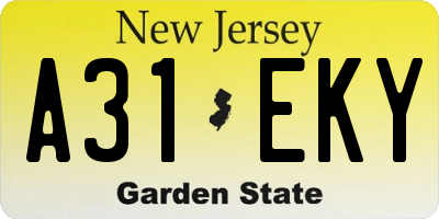 NJ license plate A31EKY