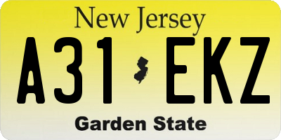 NJ license plate A31EKZ