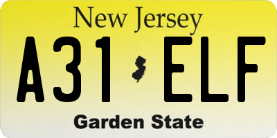 NJ license plate A31ELF