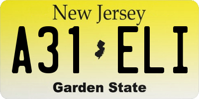 NJ license plate A31ELI