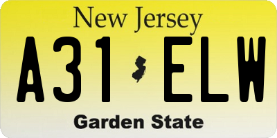 NJ license plate A31ELW