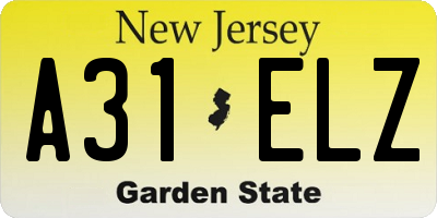 NJ license plate A31ELZ
