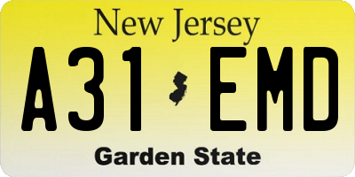 NJ license plate A31EMD