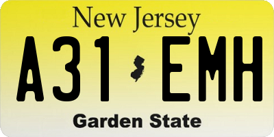 NJ license plate A31EMH