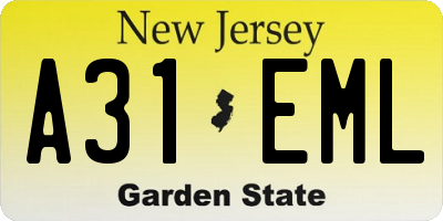 NJ license plate A31EML