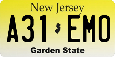 NJ license plate A31EMO