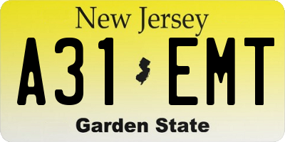 NJ license plate A31EMT