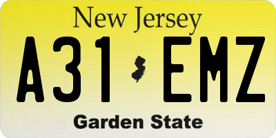 NJ license plate A31EMZ