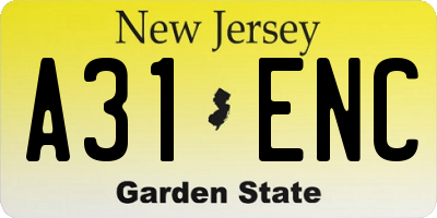 NJ license plate A31ENC