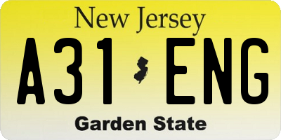 NJ license plate A31ENG