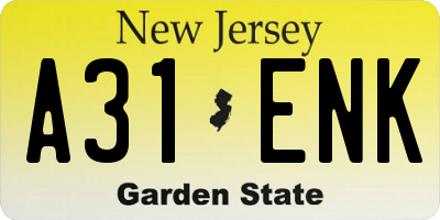 NJ license plate A31ENK