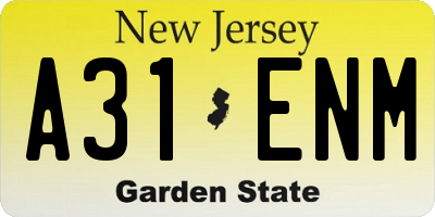 NJ license plate A31ENM
