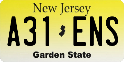 NJ license plate A31ENS