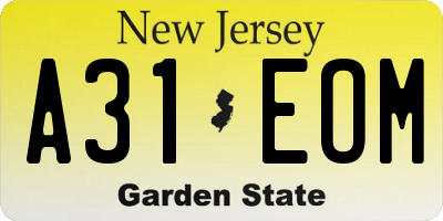 NJ license plate A31EOM