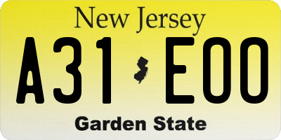 NJ license plate A31EOO