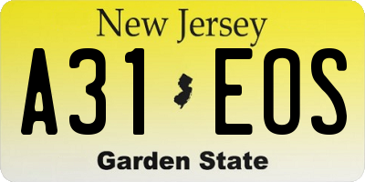 NJ license plate A31EOS