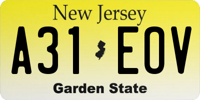 NJ license plate A31EOV