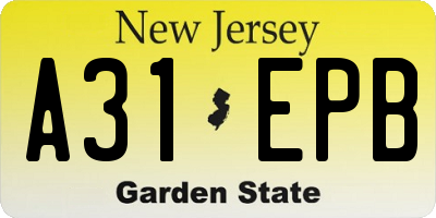 NJ license plate A31EPB