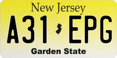 NJ license plate A31EPG