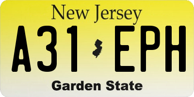 NJ license plate A31EPH
