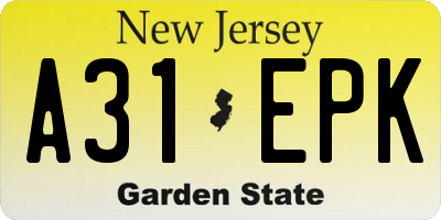 NJ license plate A31EPK